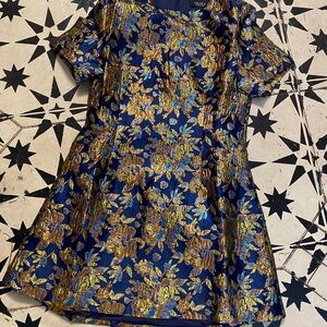 AKIRA BLUE IS THE NEW BLACK BROCADE MINI DRESS Size L